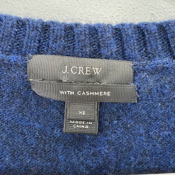 J Crew Cashmere Wool Sweater XS Blue V Neck Pullover Cozy Soft Long Sleeve - Picture 4 of 5